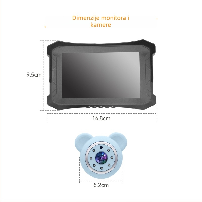 Monitor za bebe u automobilu, Kamera u automobilu, 1080P video snimač, Jednokanalni auto monitor
