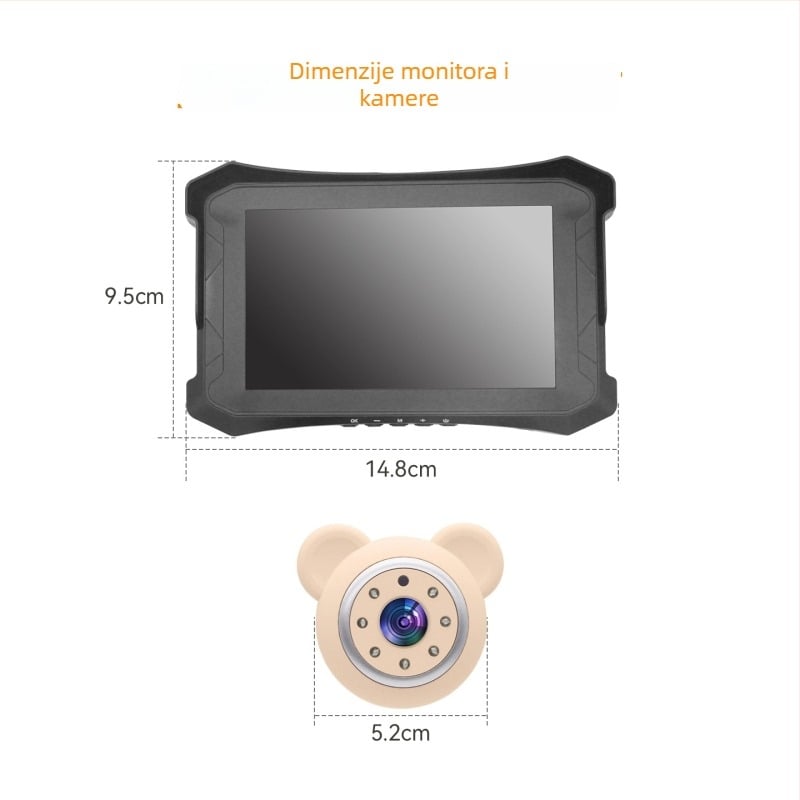 Monitor za bebe u automobilu, Kamera u automobilu, 1080P video snimač, Jednokanalni auto monitor