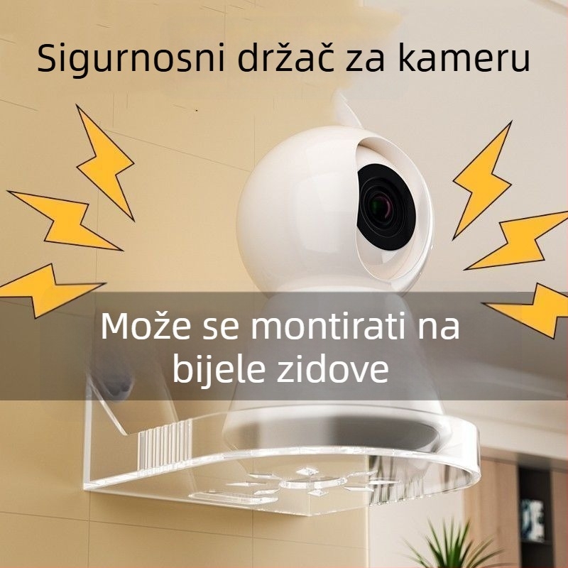 Zidni držač nadzora za univerzalnu kućnu kameru — ljepilo bez bušenja, plastična konstrukcija, standardna težina, izdanje 2025