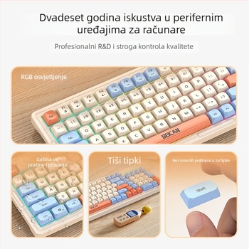 Žični set tipkovnice i miša s RGB osvjetljenjem i tihim tipkama za desktop – 98+ tipki, kabel 1,2 m, ABS