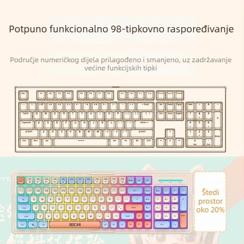 Žični set tipkovnice i miša s RGB osvjetljenjem i tihim tipkama za desktop – 98+ tipki, kabel 1,2 m, ABS
