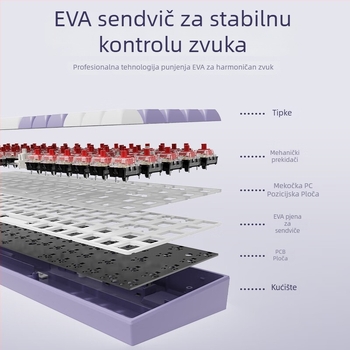 Ajazz AK680 mehanička tipkovnica, 67+1 tipki, Bluetooth i USB povezivanje, miješano pozadinsko osvjetljenje, kabel 1,6 m, težina 460 g