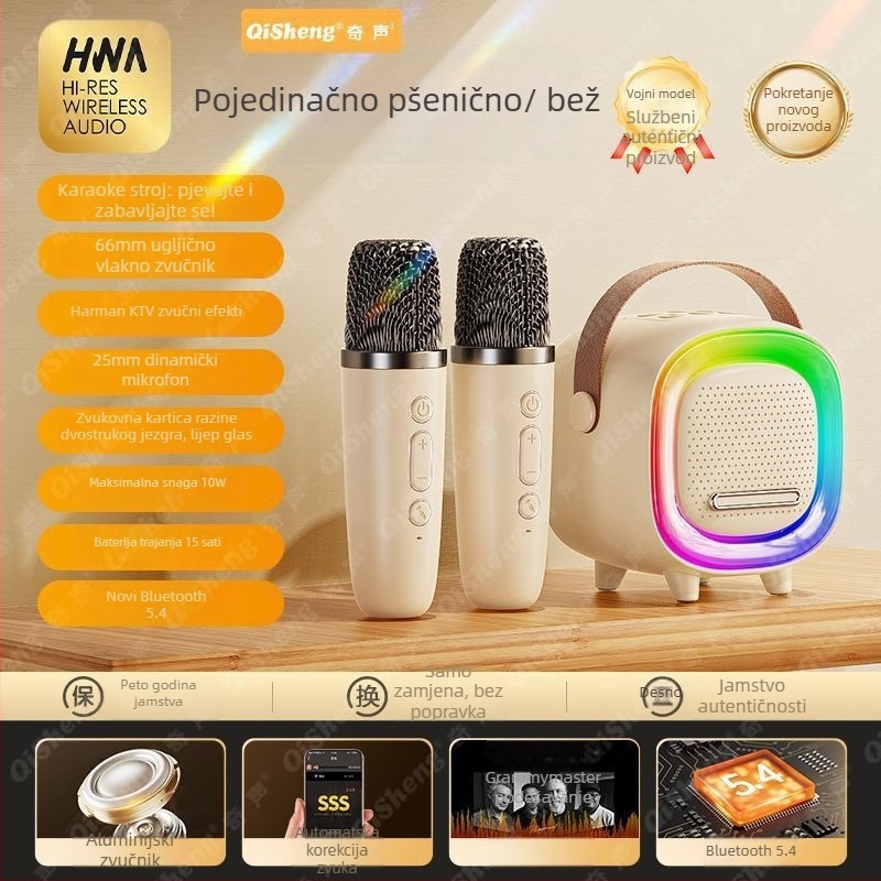 D8 Bežični Bluetooth karaoke zvučnik - Bluetooth 5.0, 5W, IPX4 vodootporan, ugrađena baterija 1200–2000mAh, frekvencijski odziv 100 Hz–20 kHz