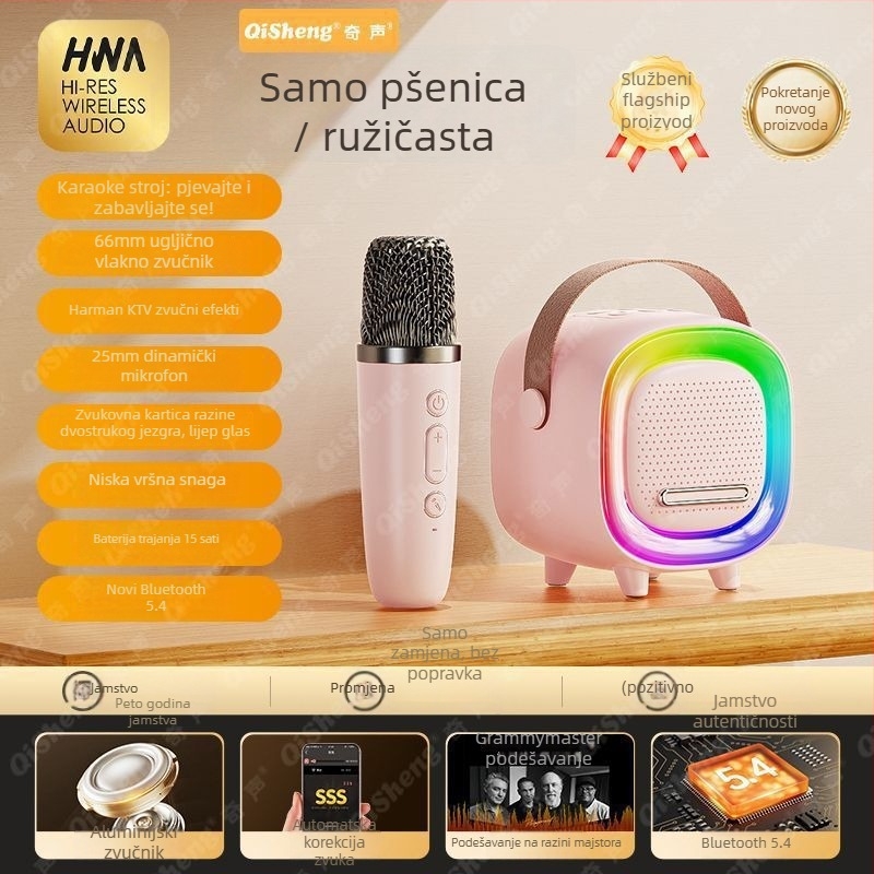 D8 Bežični Bluetooth karaoke zvučnik - Bluetooth 5.0, 5W, IPX4 vodootporan, ugrađena baterija 1200–2000mAh, frekvencijski odziv 100 Hz–20 kHz