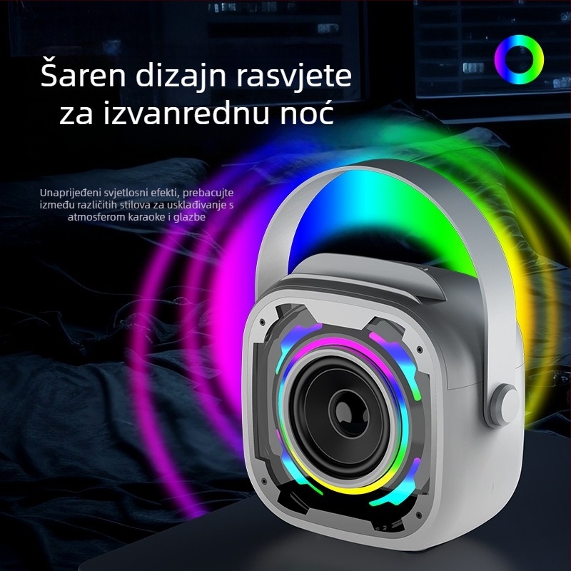 V11 bežični Bluetooth mini zvučnik s mikrofonom – karaoke zvučni sustav sve-u-jednom, prijenosni stolni subwoofer