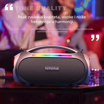60W vanjski prijenosni Bluetooth zvučnik, Bluetooth 5.0, IPX6 vodootpornost, ugrađena baterija 4000-6000 mAh i frekvencijski odziv 40 Hz-20 kHz