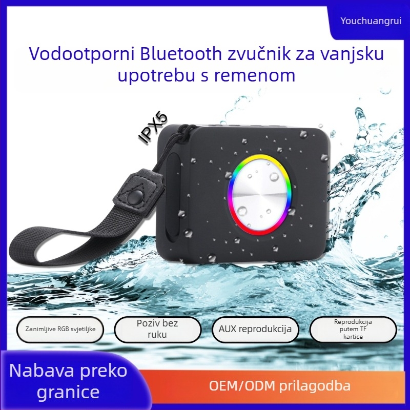 Kompaktni Bluetooth zvučnik, prenosni vanjski vodootporni 5W, ugrađena baterija, domet 10 m, Bluetooth 5.3