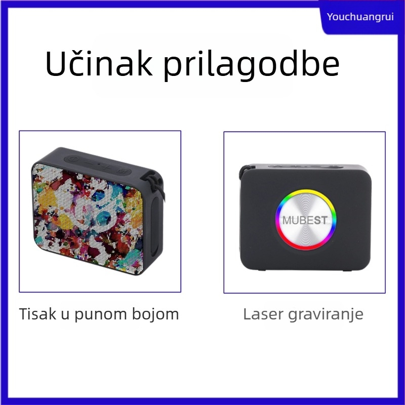 Kompaktni Bluetooth zvučnik, prenosni vanjski vodootporni 5W, ugrađena baterija, domet 10 m, Bluetooth 5.3