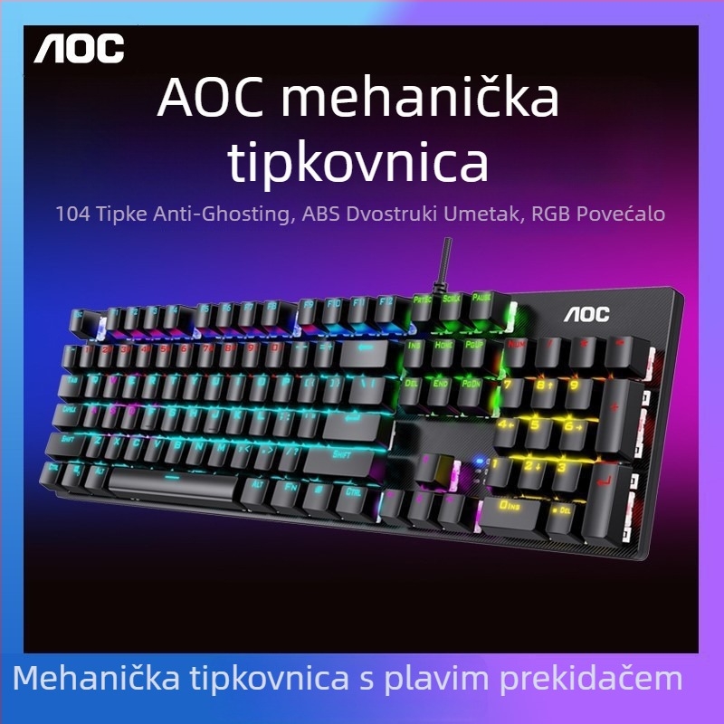 Gaming tipkovnica i miš set s mehaničkim prekidačima, žično povezivanje, vodootpornost, ABS kućište