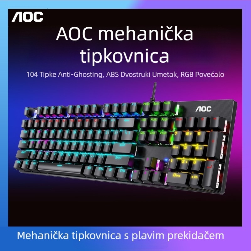 Gaming tipkovnica i miš set s mehaničkim prekidačima, žično povezivanje, vodootpornost, ABS kućište