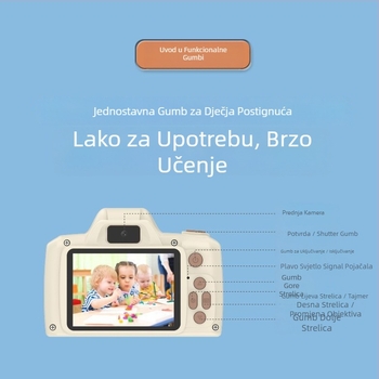 Swift Crab H10 Dječja digitalna kamera - 2,4-inčni LCD, TF kartica za pohranu, rezolucija do 40MP, baterija 600mAh, funkcije: fotografiranje, video, igre, glazba, filtri