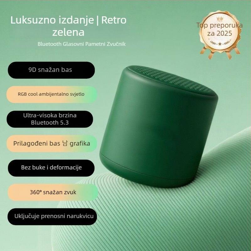 Bluetooth pametni zvučnik s bežičnim subwooferom, IPX7 vodootporan, raspon frekvencija 100 Hz–20 kHz, SNR ≥70 dB, napajanje Type-C