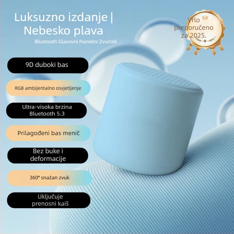 Bluetooth pametni zvučnik s bežičnim subwooferom, IPX7 vodootporan, raspon frekvencija 100 Hz–20 kHz, SNR ≥70 dB, napajanje Type-C