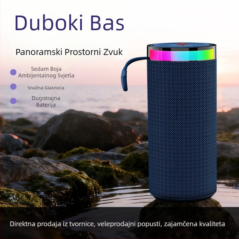 Bluetooth prijenosni zvučnik s platnenim kućištem, kompaktni mini zvučnik s basom za otvoreni prostor