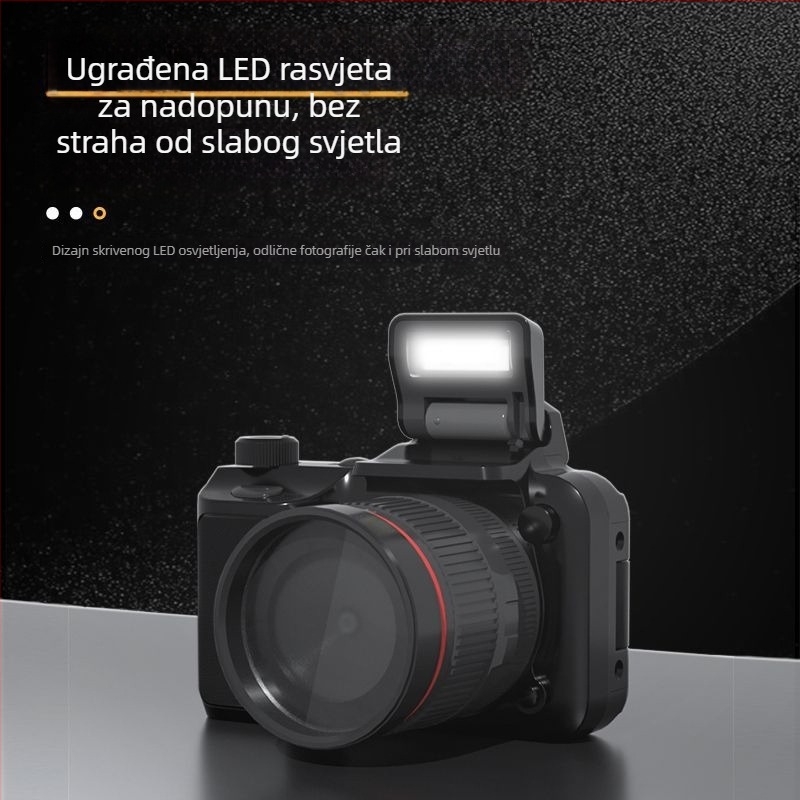 Mini CCD digitalna kamera s retro dizajnom – 50MP, 16x optični zoom, optička stabilizacija slike, microSD pohrana
