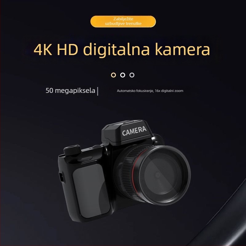 Mini CCD digitalna kamera s retro dizajnom – 50MP, 16x optični zoom, optička stabilizacija slike, microSD pohrana