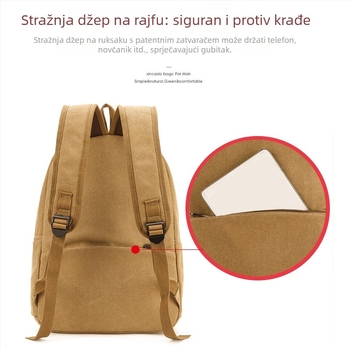 Unisex ruksak od izdržljivog platna s zaštitom od krađe, kapacitet 36-55 L, pogodan za 15-inčni prijenosnik, naramenice s zračnim jastučićima