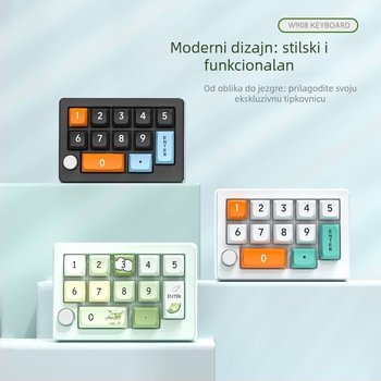 Bežični gaming mehanički numerički keypad s tri načina rada, do 87 tipki, RGB pozadinsko osvjetljenje, zeleni prekidač, USB priključak
