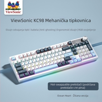 ViewSonic KC98 žičana mehanička gaming tipkovnica, 102 tipke, USB, zelena osovina, miješano pozadinsko osvjetljenje