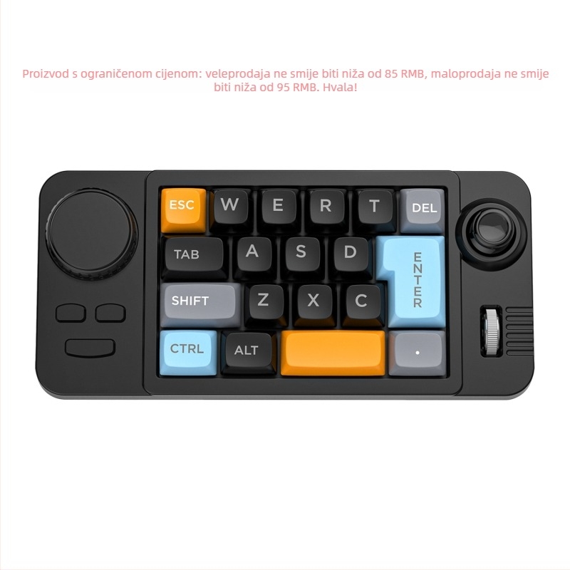 Žičana gaming tipkovnica s joystickem od 19 tipki, dvostruka kotačić za pomicanje, RGB pozadinsko osvjetljenje, hot-swappable prekidači