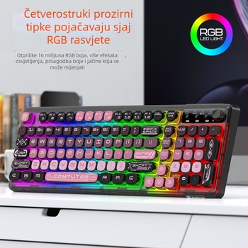 Tipkovnica s tri načina bežične Bluetooth veze, 99 tipki, membranske tipke, RGB pozadinsko osvjetljenje