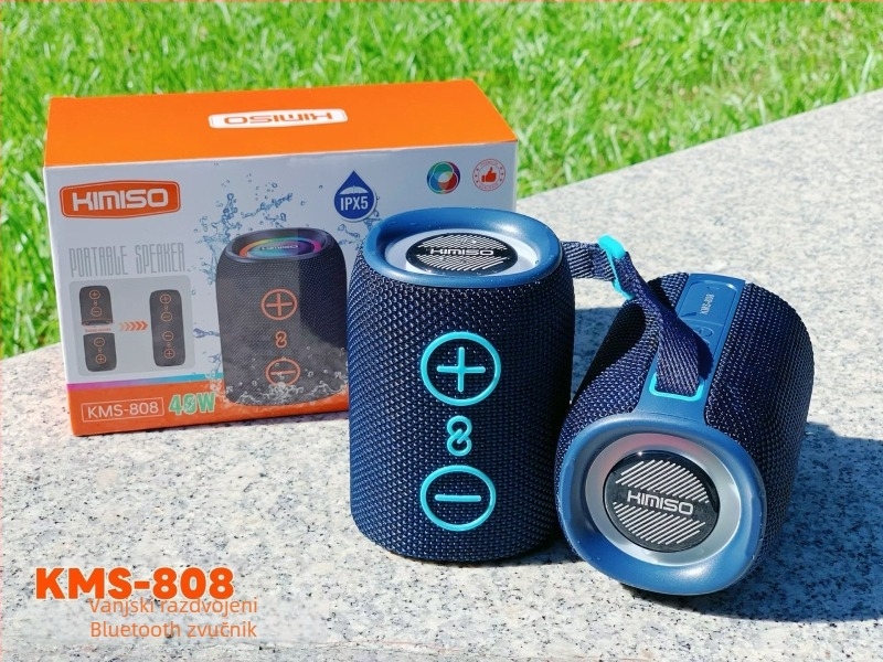 Prenosni cilindrični Bluetooth zvučnik s dvije jedinice, 20W izlaz, IPX5 vodootporan, Bluetooth 5.3, domet do 10 m, USB napajanje, ugrađena baterija 300–500 mAh