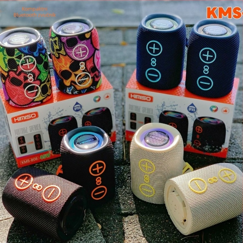 Prenosni cilindrični Bluetooth zvučnik s dvije jedinice, 20W izlaz, IPX5 vodootporan, Bluetooth 5.3, domet do 10 m, USB napajanje, ugrađena baterija 300–500 mAh