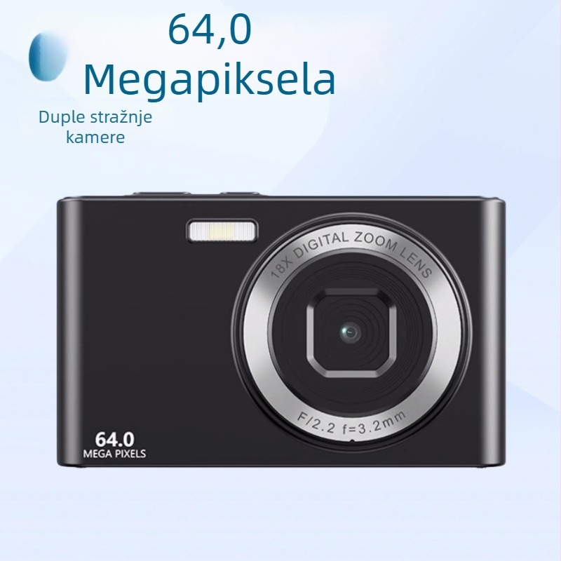 Digitalna kamera s prednjom i stražnjom dvostrukom kamerom, 8MP CMOS senzor, 16x digitalni zum, periskopski objektiv, makro način, elektronička stabilizacija slike