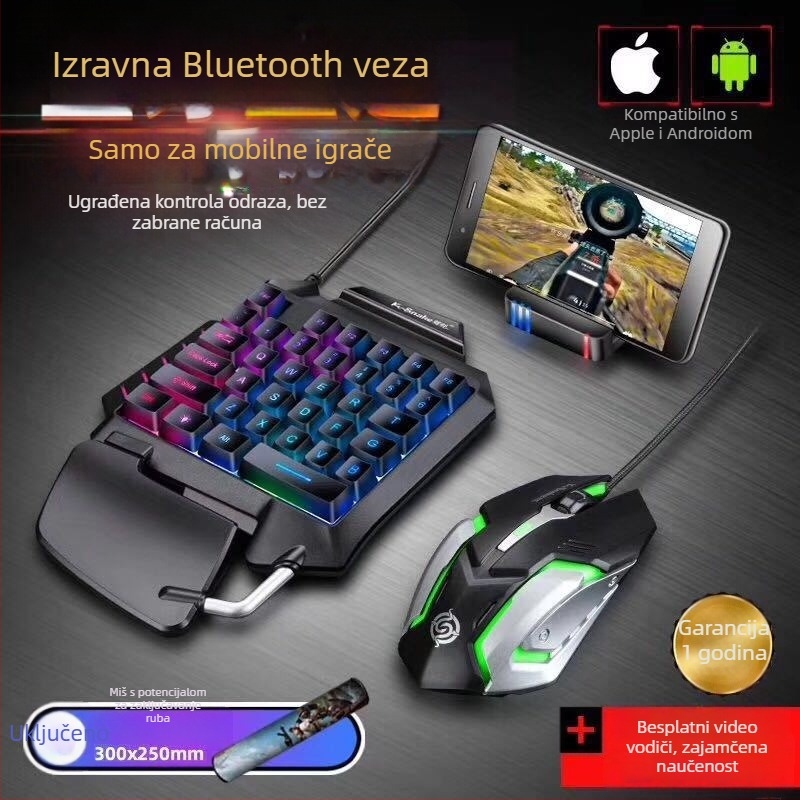 Viper G92 Bluetooth tablet tipkovnica, 39 tipki, vodootporna, Crater Architecture – paket uključuje tipkovnicu, miš i konverter trona
