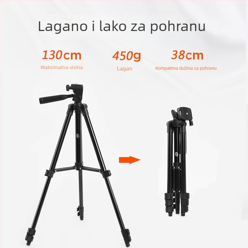 3110 aluminijski multifunkcionalni stativ s 3D PTZ za mobitel, digitalnu kameru i projektor - 4 odjeljka, nosivost 3 kg