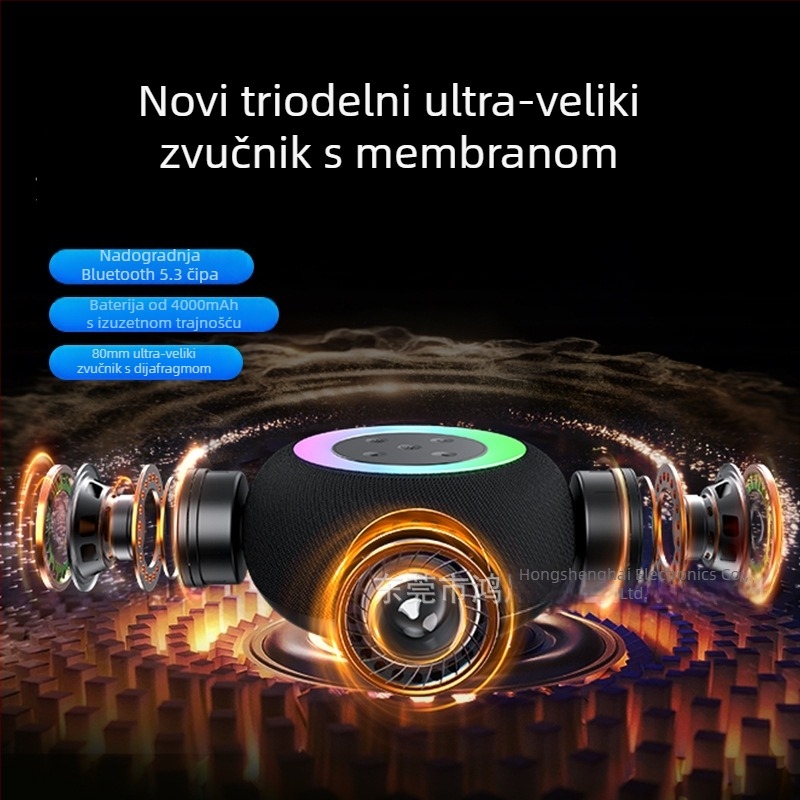 Bežični Bluetooth zvučnik s dvostrukim zvučnicama, IPX6 vodootporan, Bluetooth 5.3, 100Hz-20kHz, SNR ≥95dB
