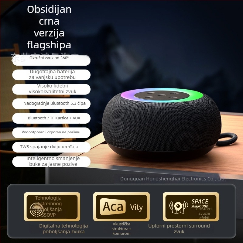 Bežični Bluetooth zvučnik s dvostrukim zvučnicama, IPX6 vodootporan, Bluetooth 5.3, 100Hz-20kHz, SNR ≥95dB