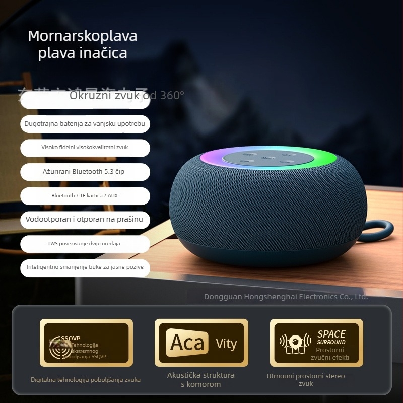 Bežični Bluetooth zvučnik s dvostrukim zvučnicama, IPX6 vodootporan, Bluetooth 5.3, 100Hz-20kHz, SNR ≥95dB