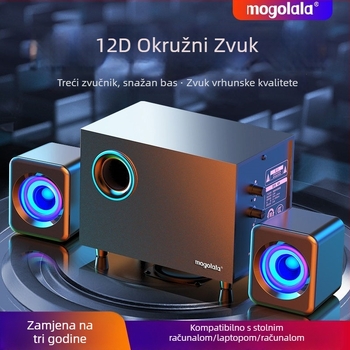 Aktivni subwoofer za stolne računala zvučnike 2.1 Bluetooth USB audio