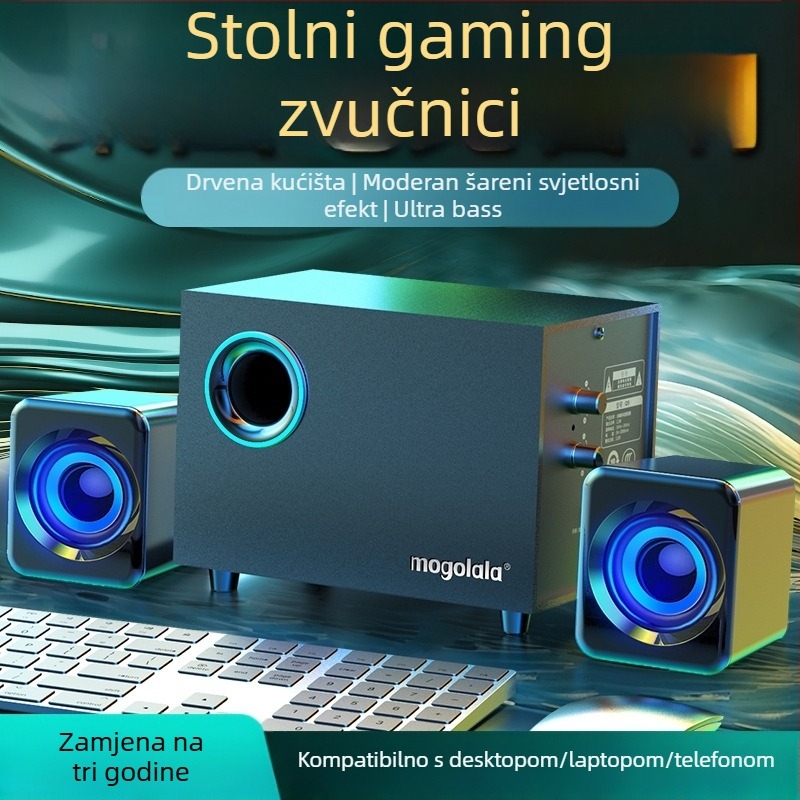 Aktivni subwoofer za stolne računala zvučnike 2.1 Bluetooth USB audio
