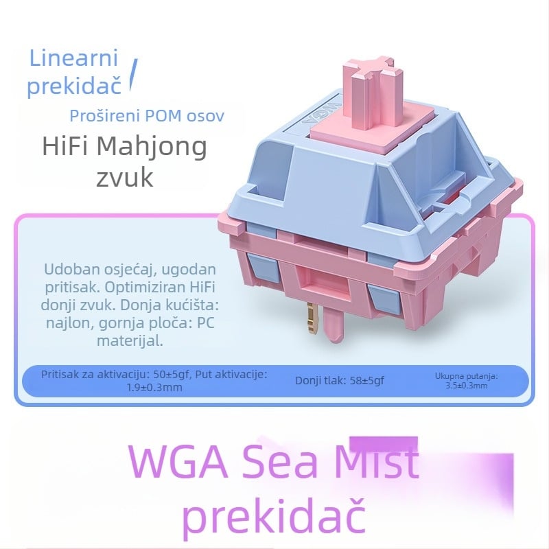 Linearan/segmentni osi za mehaničku tipkovnicu – produženo tijelo osovine, PC materijal, žično povezivanje, bez pozadinskog osvjetljenja, Silver Carving, prilagodba dostupna