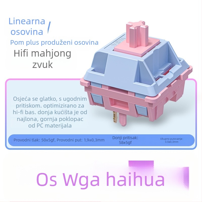 Linearan/segmentni osi za mehaničku tipkovnicu – produženo tijelo osovine, PC materijal, žično povezivanje, bez pozadinskog osvjetljenja, Silver Carving, prilagodba dostupna