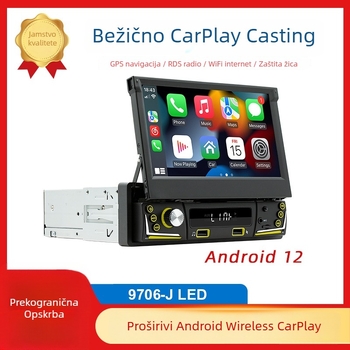 Automobilski Android GPS navigacijski sustav s bežičnim CarPlay i Bluetoothom, TFT zaslon, napajanje 12V DC, snaga 60W×4, univerzalna kompatibilnost