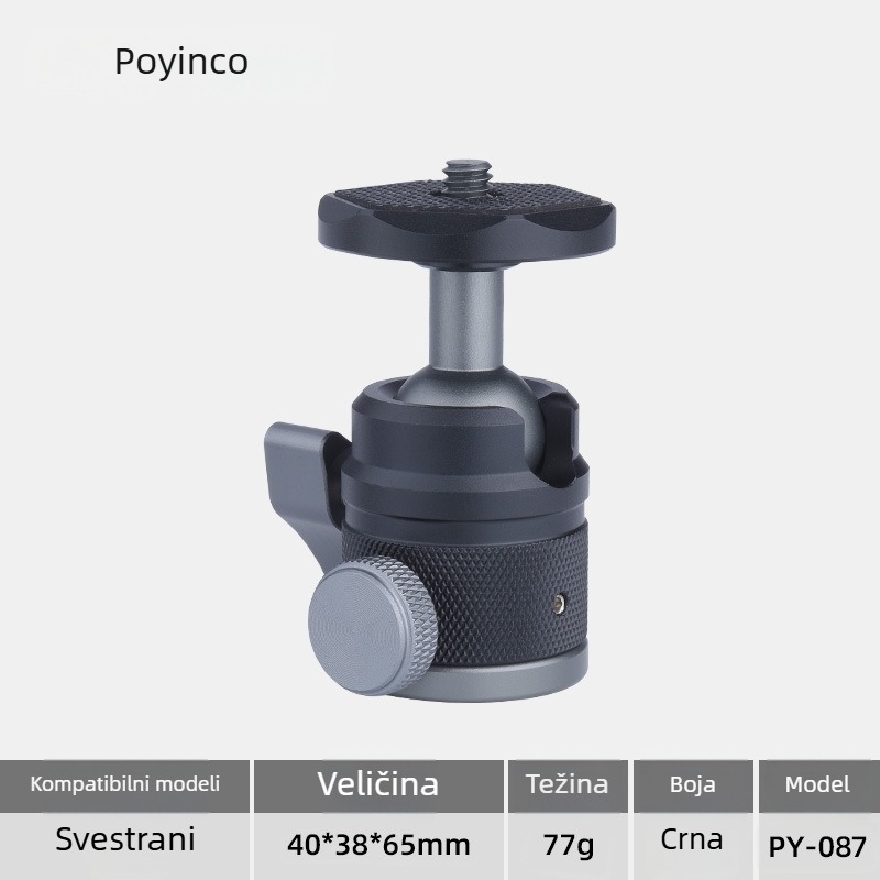 Poyinco PY-087 Tripod/PTZ aluminijska legura nosač za SLR kameru i mobilni telefon, nosivost 2 kg