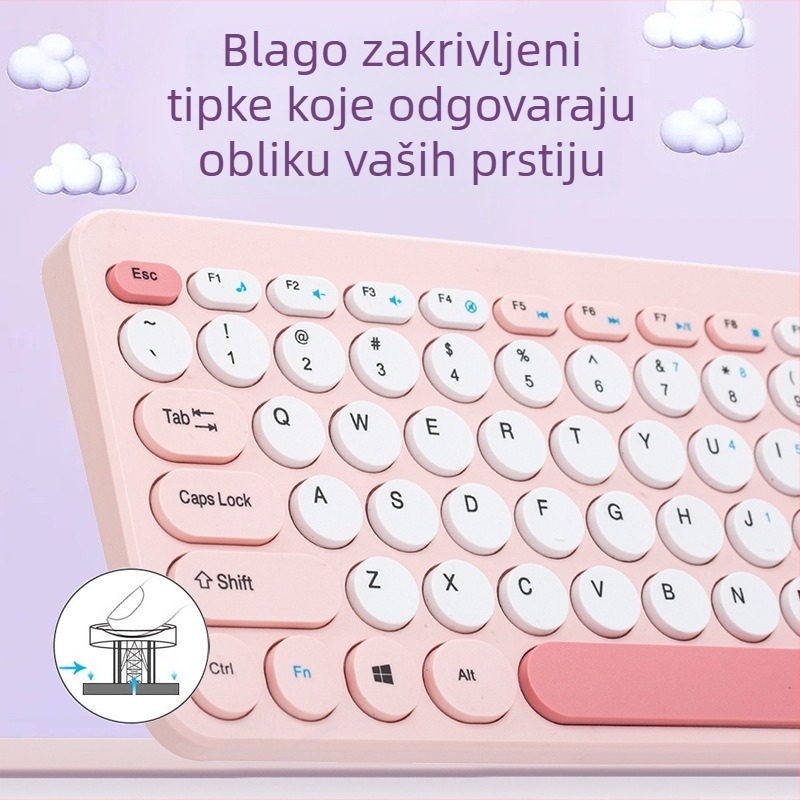 Bežični set tipkovnice i miša HK-09, 78-tipki mini kompaktnog formata, USB tipkovnica i USB miš, 1600dpi