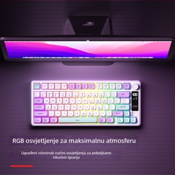 Gaming tipkovnica, bežična trostruka povezanost (2.4G/Bluetooth), do 87 tipki, silikon materijal, uz naslon za zapešće, višebojno osvjetljenje
