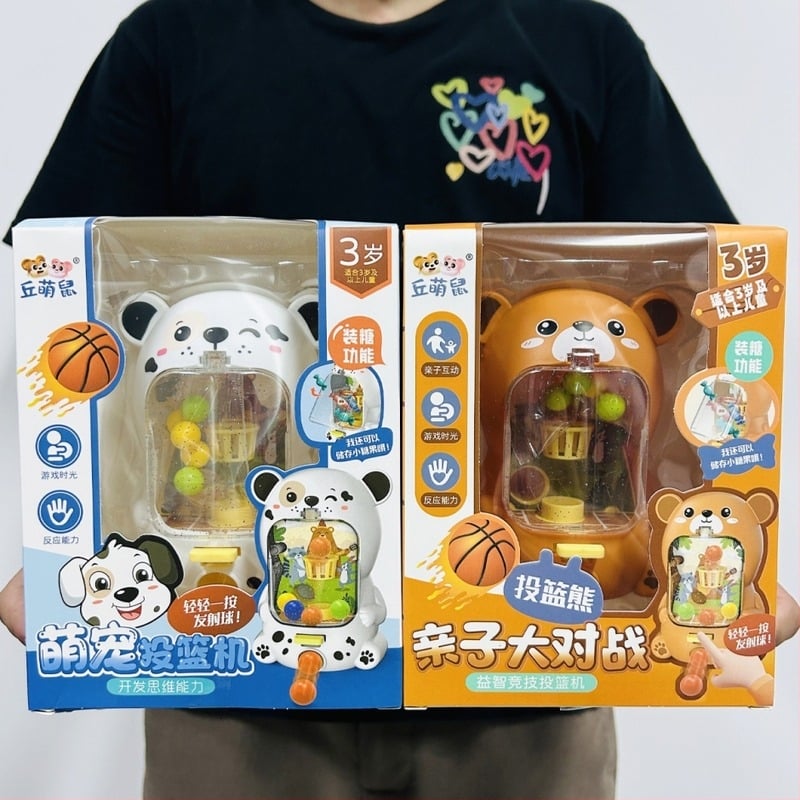 Medvjedićev stolni bal-izbacivač prsta — plastična edukativna interaktivna igračka za djecu 4–6 godina, šarena kutija