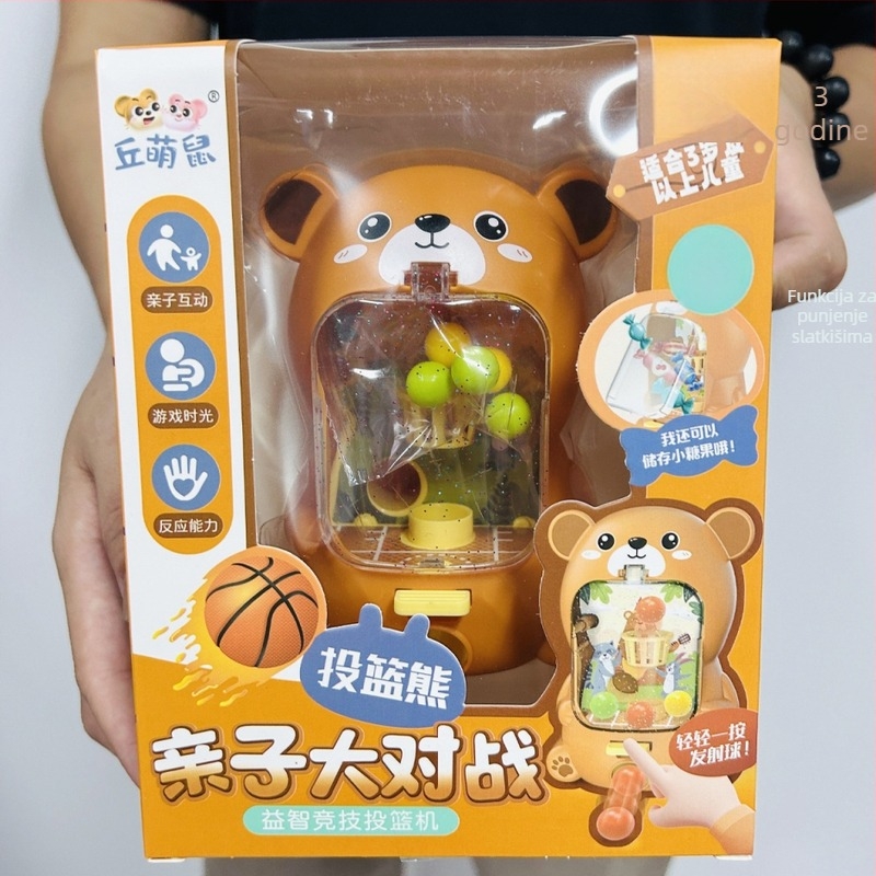 Medvjedićev stolni bal-izbacivač prsta — plastična edukativna interaktivna igračka za djecu 4–6 godina, šarena kutija