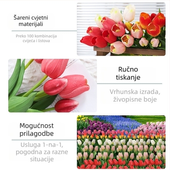 Umjetni buket tulipana, plastika i žica, ručno bojano i reljefno