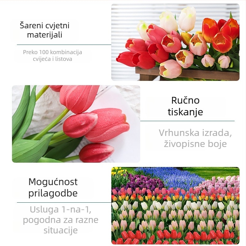 Umjetni buket tulipana, plastika i žica, ručno bojano i reljefno