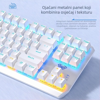 Žična mehanička tipkovnica, 87 tipki, USB sučelje, RGB pozadinsko osvjetljenje, za stolna računala