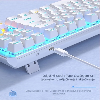 Žična mehanička tipkovnica, 87 tipki, USB sučelje, RGB pozadinsko osvjetljenje, za stolna računala