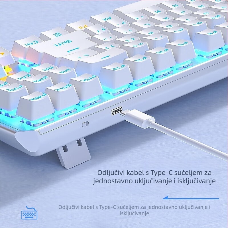 Žična mehanička tipkovnica, 87 tipki, USB sučelje, RGB pozadinsko osvjetljenje, za stolna računala