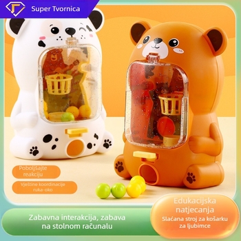 Stolna igra s medvjedićem – plastični ispušni stroj za kuglice, roditeljsko-dijete interakcija, edukativno, za djecu 4–6 godina