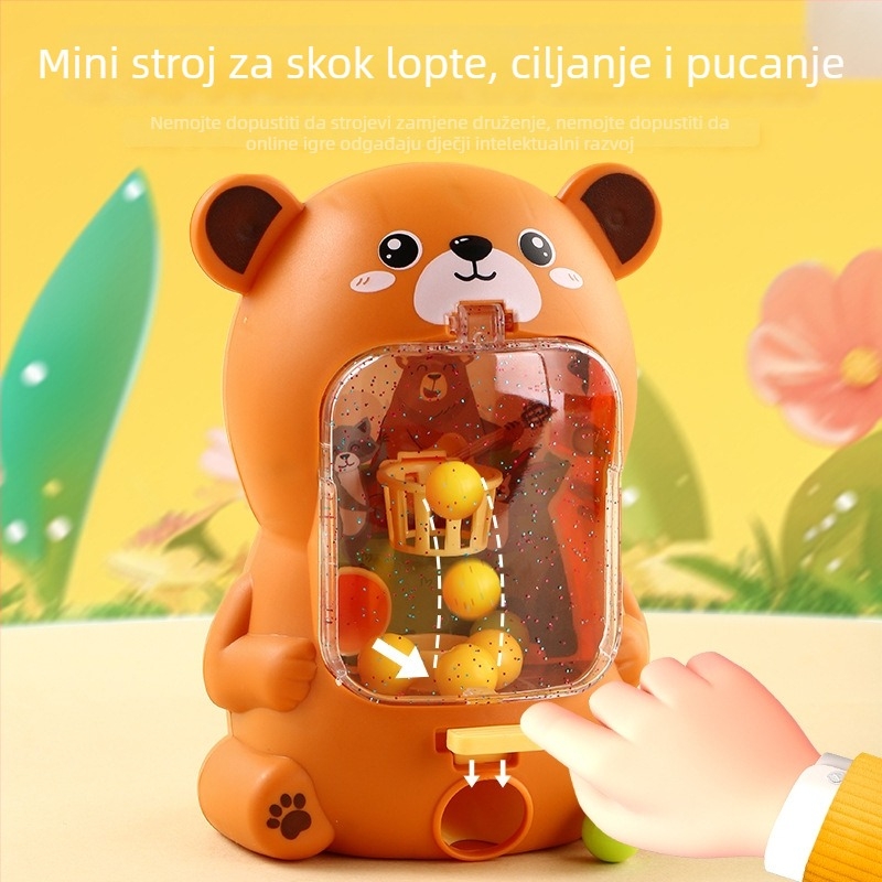 Stolna igra s medvjedićem – plastični ispušni stroj za kuglice, roditeljsko-dijete interakcija, edukativno, za djecu 4–6 godina